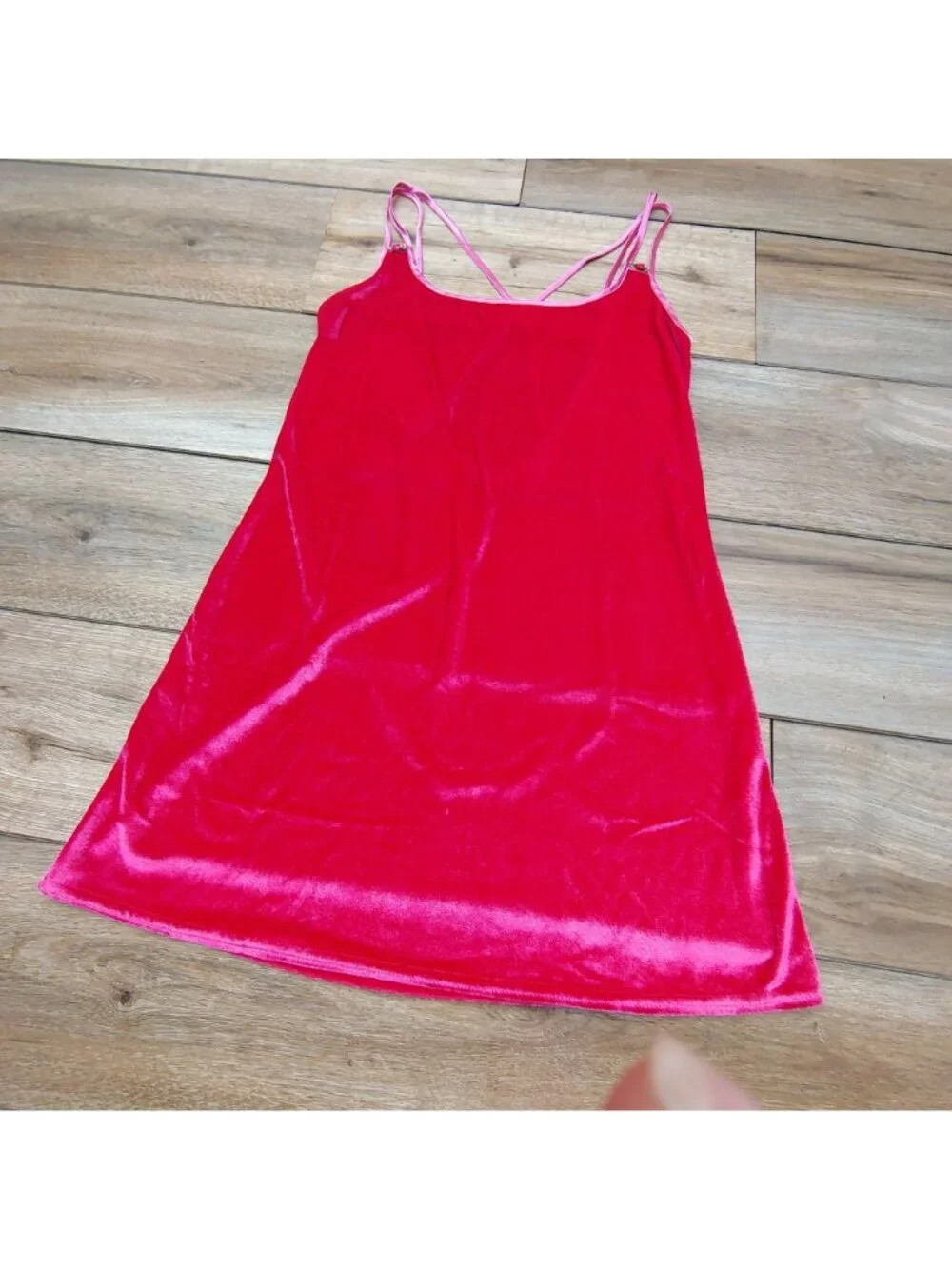California Dynasty  Vintage Pink Velvet Slip Dress Chemise Women's Medium Mob Wi